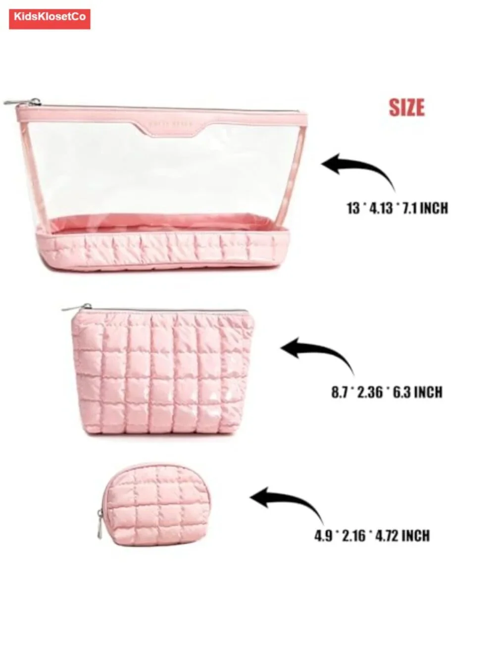 3-Piece Clear Cosmetics Bag Set Waterproof PVC Travel Toiletry Organizer Pouch